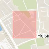 Karta som med röd fyrkant ramar in Södra Storgatan, Helsingborg, Skåne län