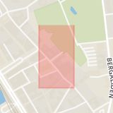 Karta som med röd fyrkant ramar in Billeplatsen, Helsingborg, Skåne län