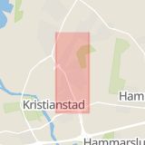Karta som med röd fyrkant ramar in Kanalgatan, Kristianstad, Skåne län