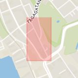 Karta som med röd fyrkant ramar in Pålsgatan, Helsingborg, Skåne län