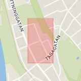 Karta som med röd fyrkant ramar in Persgatan, Kronborgsgatan, Drottninggatan, Helsingborg, Skåne län