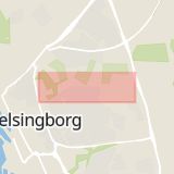 Karta som med röd fyrkant ramar in Filbornavägen, Sockenvägen, Helsingborg, Skåne län