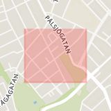 Karta som med röd fyrkant ramar in Föreningsgatan, Helsingborg, Skåne län