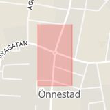 Karta som med röd fyrkant ramar in Önnestad, Kristianstad, Skåne län