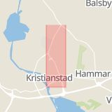 Karta som med röd fyrkant ramar in Snapphanevägen, Kristianstad, Skåne län