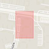 Karta som med röd fyrkant ramar in Tränsgatan, Helsingborg, Skåne län