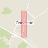 Karta som med röd fyrkant ramar in Önnestad, Skolgatan, Kristianstad, Skåne län
