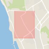 Karta som med röd fyrkant ramar in Tågagatan, Gustavs, Helsingborg, Skåne län