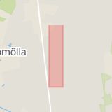 Karta som med röd fyrkant ramar in Köpmangatan, Bromölla, Skåne län