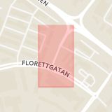 Karta som med röd fyrkant ramar in Bajonettgatan, Helsingborg, Skåne län