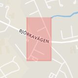 Karta som med röd fyrkant ramar in Ödåkra, Björkavägen, Månskensgatan, Helsingborg, Skåne län