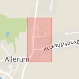 Karta som med röd fyrkant ramar in Allerum, Helsingborg, Skåne län