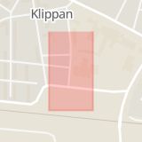 Karta som med röd fyrkant ramar in Badhus, Klippan, Skåne län
