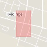 Karta som med röd fyrkant ramar in Kvidinge, Åstorp, Skåne län