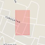 Karta som med röd fyrkant ramar in Holmgårdsvägen, Torggatan, Klippan, Skåne län
