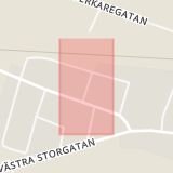 Karta som med röd fyrkant ramar in Ljunggatan, Klippan, Skåne län
