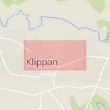 Karta som med röd fyrkant ramar in Torggatan, Klippan, Skåne län