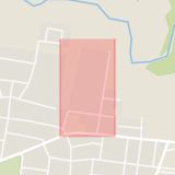 Karta som med röd fyrkant ramar in Badvägen, Klippan, Skåne län