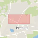 Karta som med röd fyrkant ramar in Tjäderstigen, Perstorp, Skåne län