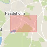 Karta som med röd fyrkant ramar in Kristianstadsvägen, Hässleholm, Skåne län
