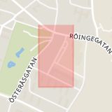 Karta som med röd fyrkant ramar in Hagagatan, Hässleholm, Skåne län