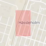 Karta som med röd fyrkant ramar in Avenyn, Östergatan, Hässleholm, Skåne län