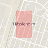 Karta som med röd fyrkant ramar in Stortorget, Hässleholm, Skåne län