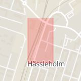 Karta som med röd fyrkant ramar in Järnvägsgatan, Tingshusgatan, Hässleholm, Skåne län