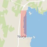 Karta som med röd fyrkant ramar in Norje, Karlshamnsvägen, Sölvesborg, Blekinge län