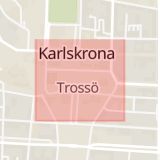 Karta som med röd fyrkant ramar in Stortorget, Karlskrona, Blekinge län