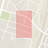 Karta som med röd fyrkant ramar in Verkstadsgatan, Hässleholm, Skåne län