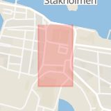 Karta som med röd fyrkant ramar in Chapmansplan, Karlskrona, Blekinge län