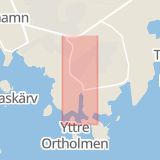 Karta som med röd fyrkant ramar in Idrottsvägen, Karlshamn, Blekinge län