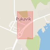 Karta som med röd fyrkant ramar in Pukavik, Karlshamn, Blekinge län