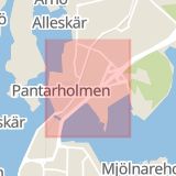 Karta som med röd fyrkant ramar in Pantarholmen, Karlskrona, Blekinge län