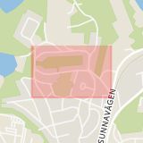 Karta som med röd fyrkant ramar in Idrottsvägen, Karlskrona, Blekinge län