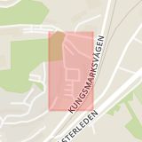 Karta som med röd fyrkant ramar in Gullabergsvägen, Karlskrona, Blekinge län
