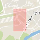 Karta som med röd fyrkant ramar in Lyckeby, Gjuterivägen, Karlskrona, Blekinge län