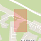 Karta som med röd fyrkant ramar in Backabo, Lyckebyvägen, Karlskrona, Blekinge län