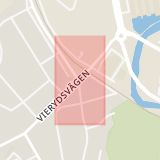 Karta som med röd fyrkant ramar in Vierydsvägen, Västra Industrigatan, Ronneby, Blekinge län