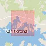 Karta som med röd fyrkant ramar in Karlskrona, Blekinge län