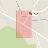 Karta som med röd fyrkant ramar in Röke, Perstorp, Hässleholm, Skåne län