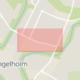 Karta som med röd fyrkant ramar in Skolgatan, Ängelholm, Skåne län