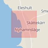 Karta som med röd fyrkant ramar in Nyhamnsläge, Höganäs, Skåne län