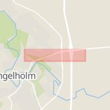 Karta som med röd fyrkant ramar in Klippanvägen, Helsingborg, Drottninggatan, Ängelholm, Skåne län