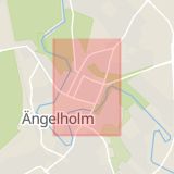 Karta som med röd fyrkant ramar in Storgatan, Ängelholm, Skåne län