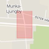 Karta som med röd fyrkant ramar in Kyrkogatan, Klippanvägen, Ängelholm, Skåne län