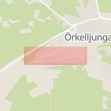 Karta som med röd fyrkant ramar in Kungsvägen, Örkelljunga, Skåne län