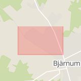 Karta som med röd fyrkant ramar in Bjärnum, Slättarödsvägen, Hässleholm, Skåne län