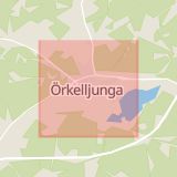 Karta som med röd fyrkant ramar in Örkelljunga, Skåne län